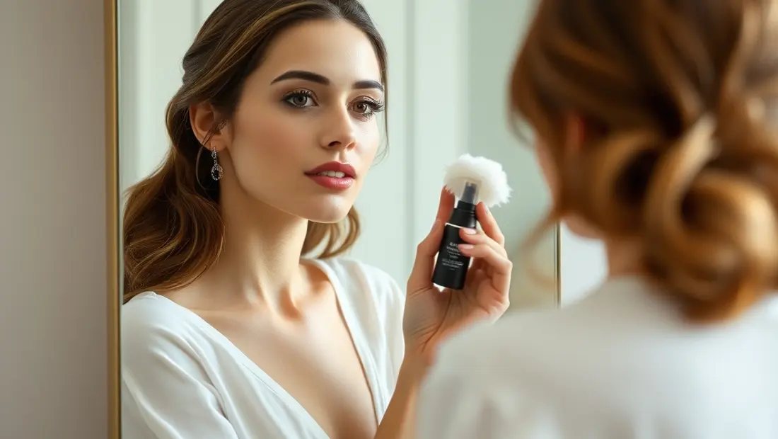 Femme préparant son maquillage